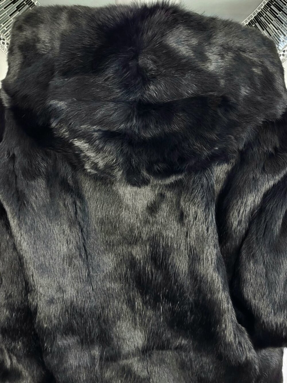 NWT~$600~ADRIENNE LANDAU~M/L~BLACK GENUINE REAL RABBIT FUR BOMBER JACKET COAT - Picture 12 of 16